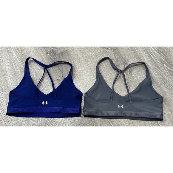 Under Armour Sports Bra Women's M Navy and Gray Strappy Compression 2x Lot Bra - Picture 3 of 10